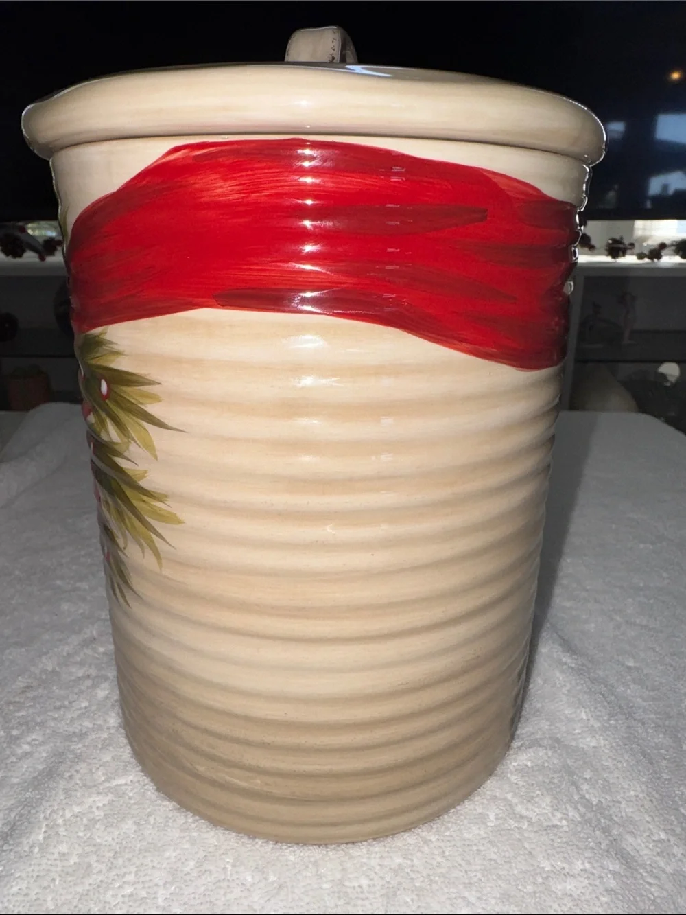 Darío Farrucci Festive Red Poinsettia Ceramic Holiday Canister